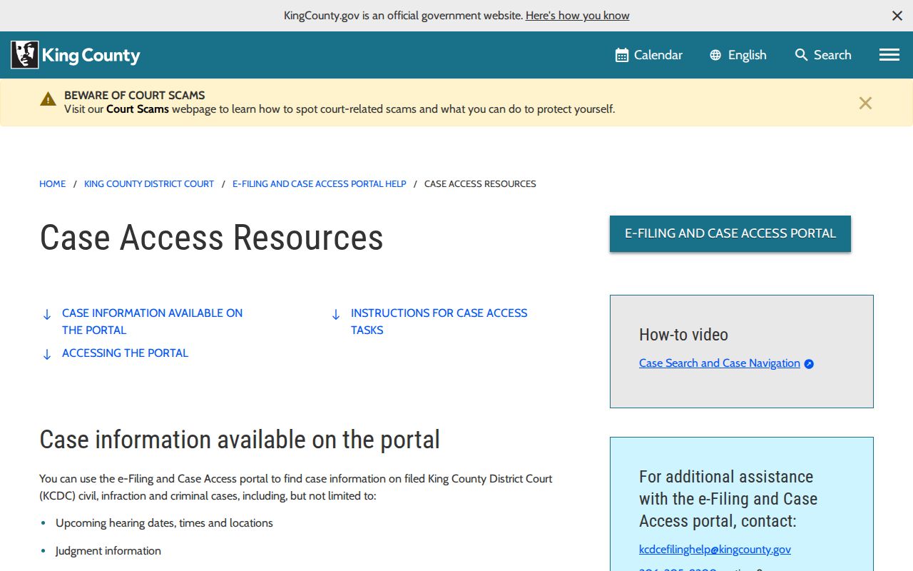 King County District Court access for crime news and booking record follow-up