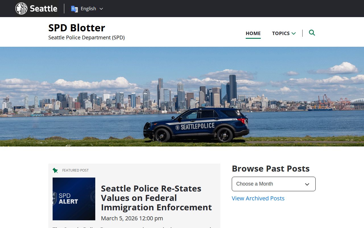 Seattle Police Department official crime news and booking record context